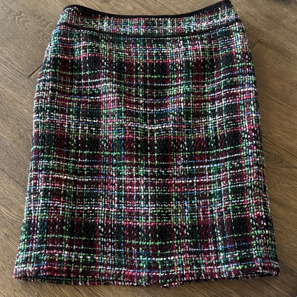 Talbots colorful tweed wool blend pencil skirt plaid size 4